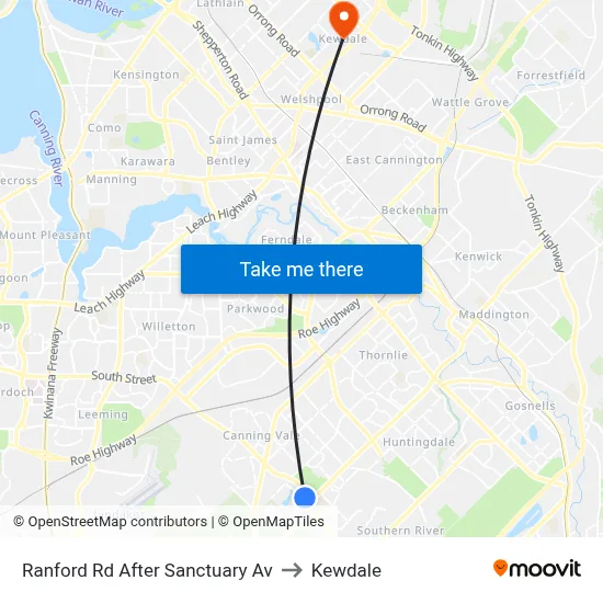 Ranford Rd After Sanctuary Av to Kewdale map