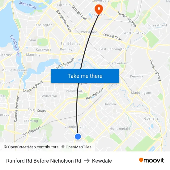 Ranford Rd Before Nicholson Rd to Kewdale map