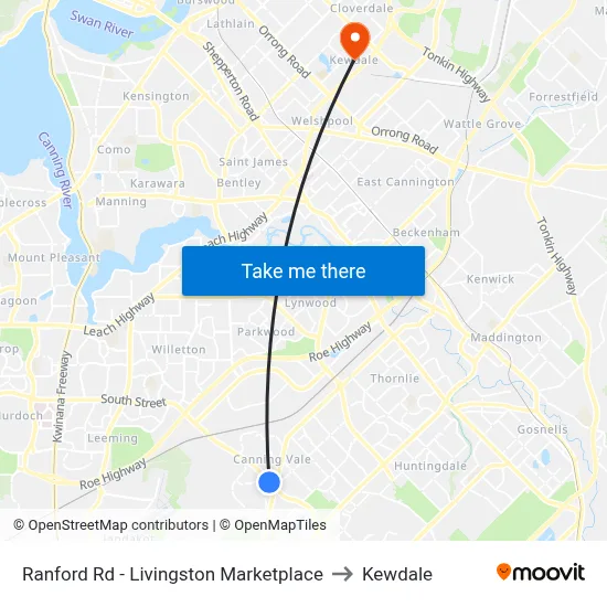 Ranford Rd - Livingston Marketplace to Kewdale map