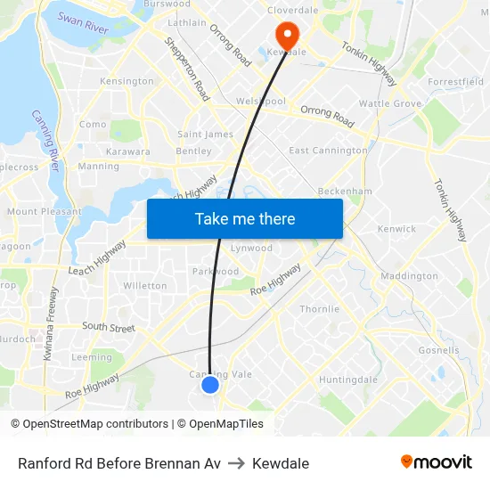 Ranford Rd Before Brennan Av to Kewdale map