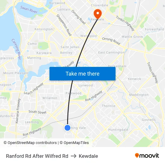 Ranford Rd After Wilfred Rd to Kewdale map