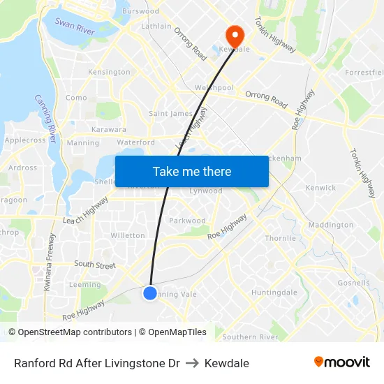 Ranford Rd After Livingstone Dr to Kewdale map