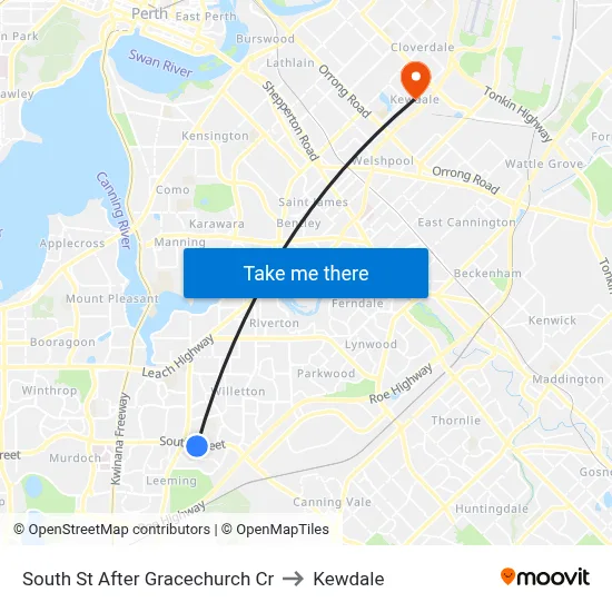 South St After Gracechurch Cr to Kewdale map