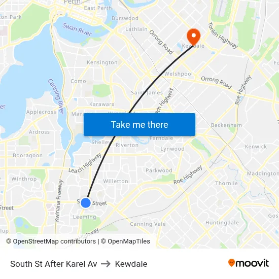 South St After Karel Av to Kewdale map