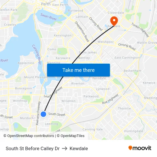 South St Before Calley Dr to Kewdale map