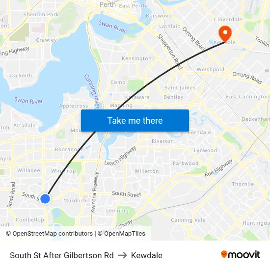 South St After Gilbertson Rd to Kewdale map