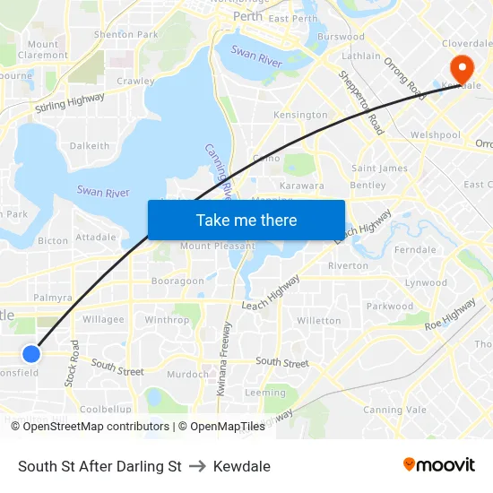 South St After Darling St to Kewdale map