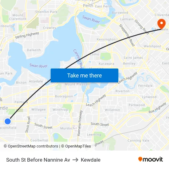South St Before Nannine Av to Kewdale map
