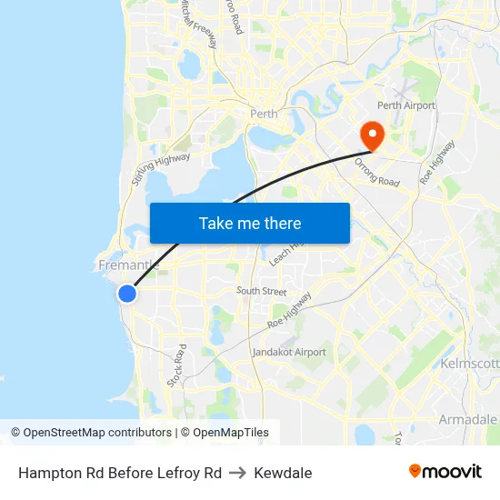 Hampton Rd Before Lefroy Rd to Kewdale map