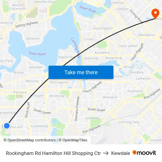Rockingham Rd Hamilton Hill Shopping Ctr to Kewdale map
