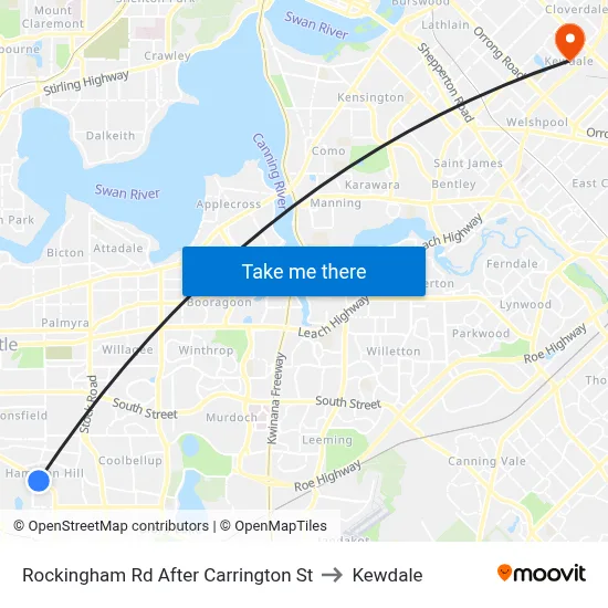 Rockingham Rd After Carrington St to Kewdale map