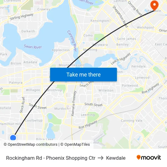 Rockingham Rd - Phoenix Shopping Ctr to Kewdale map