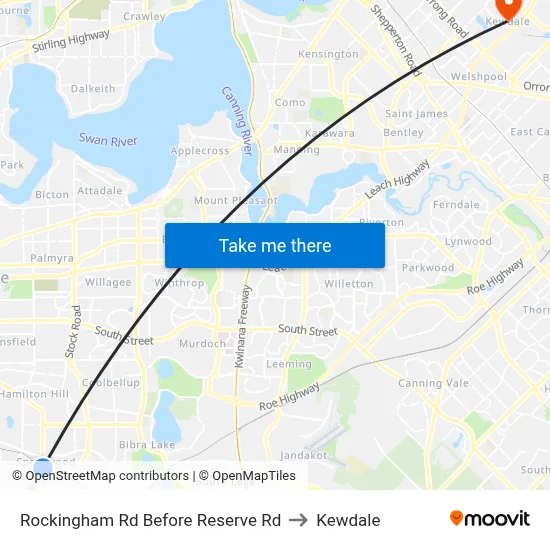 Rockingham Rd Before Reserve Rd to Kewdale map