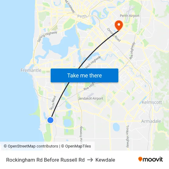 Rockingham Rd Before Russell Rd to Kewdale map
