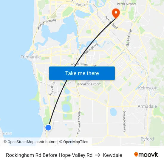 Rockingham Rd Before Hope Valley Rd to Kewdale map