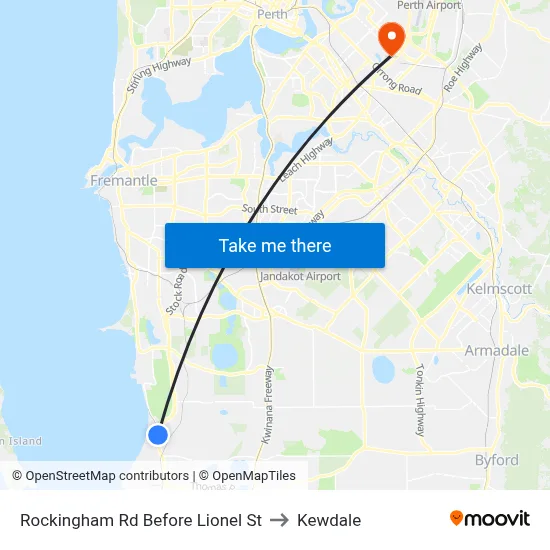 Rockingham Rd Before Lionel St to Kewdale map
