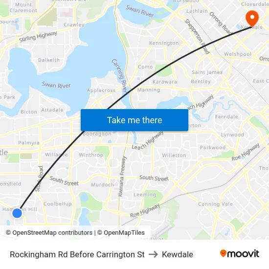 Rockingham Rd Before Carrington St to Kewdale map