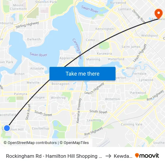 Rockingham Rd - Hamilton Hill Shopping Ctr to Kewdale map