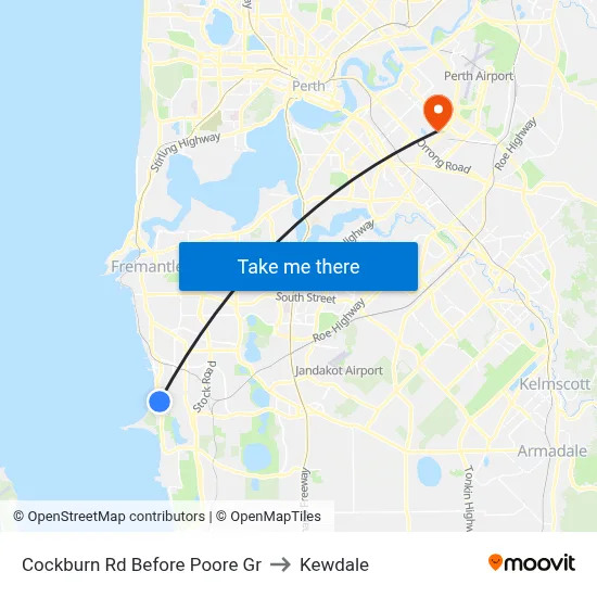 Cockburn Rd Before Poore Gr to Kewdale map