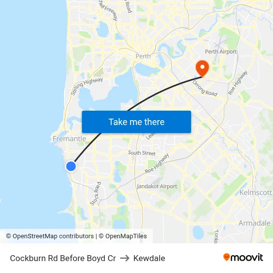 Cockburn Rd Before Boyd Cr to Kewdale map