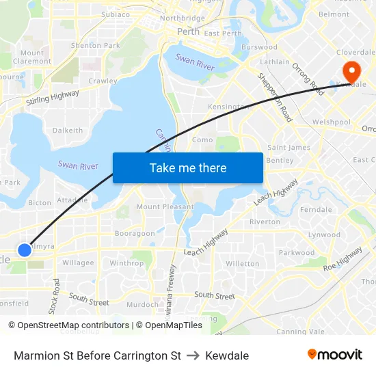 Marmion St Before Carrington St to Kewdale map