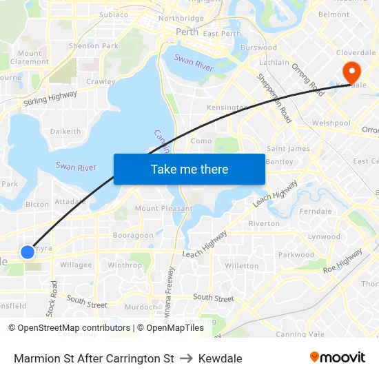 Marmion St After Carrington St to Kewdale map