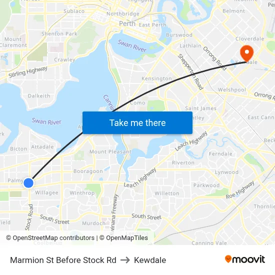 Marmion St Before Stock Rd to Kewdale map