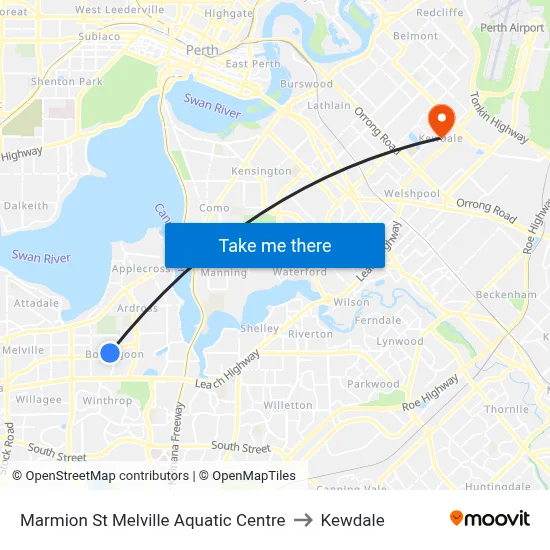 Marmion St Melville Aquatic Centre to Kewdale map
