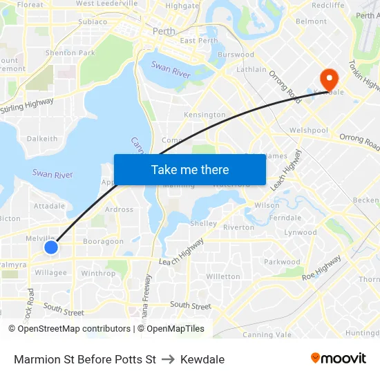Marmion St Before Potts St to Kewdale map