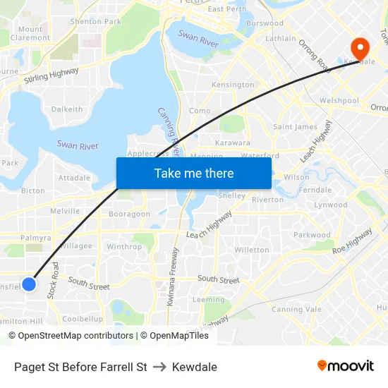 Paget St Before Farrell St to Kewdale map
