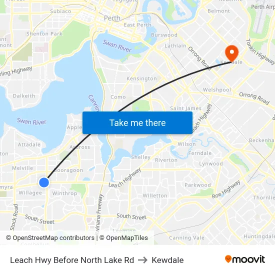 Leach Hwy Before North Lake Rd to Kewdale map