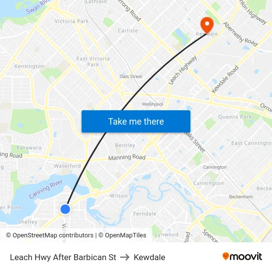 Leach Hwy After Barbican St to Kewdale map