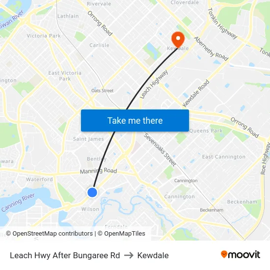 Leach Hwy After Bungaree Rd to Kewdale map