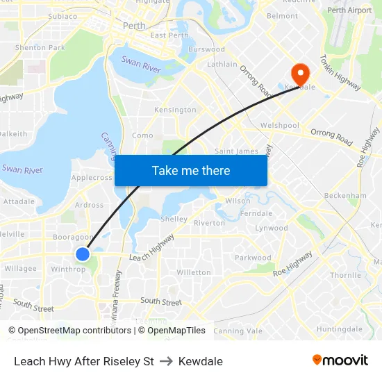 Leach Hwy After Riseley St to Kewdale map