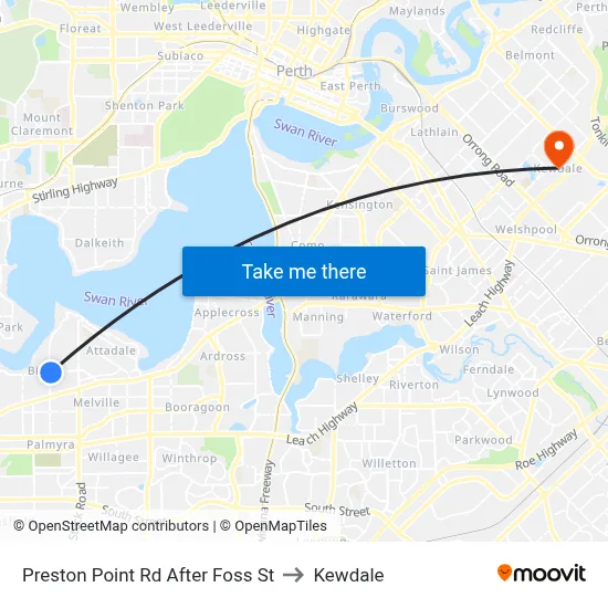 Preston Point Rd After Foss St to Kewdale map