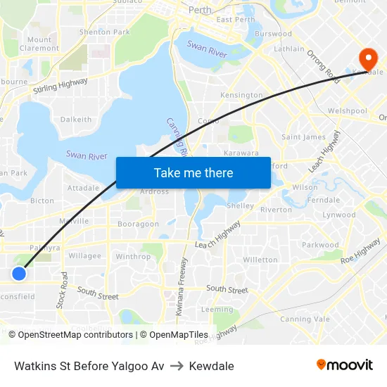 Watkins St Before Yalgoo Av to Kewdale map