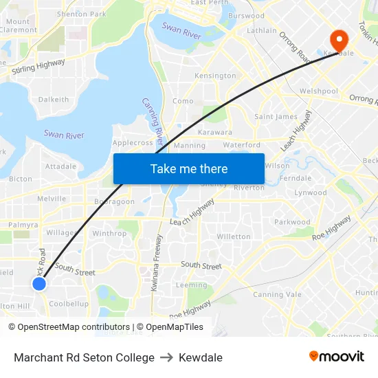 Marchant Rd Seton College to Kewdale map
