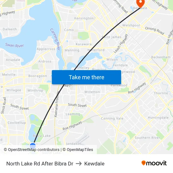 North Lake Rd After Bibra Dr to Kewdale map