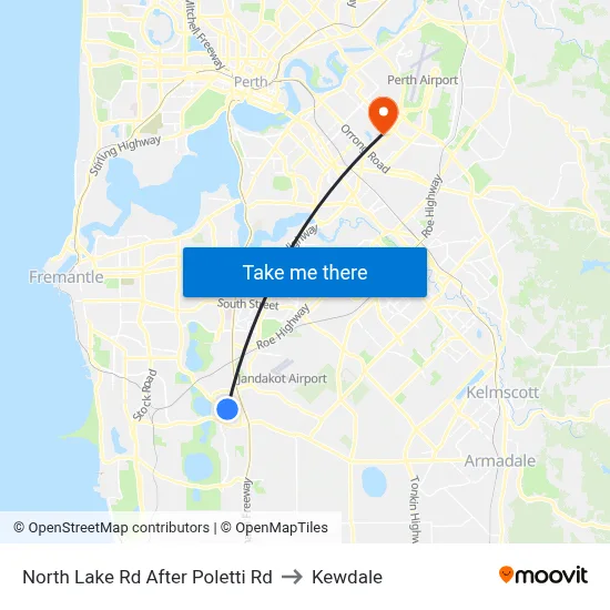 North Lake Rd After Poletti Rd to Kewdale map