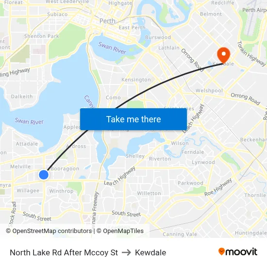 North Lake Rd After Mccoy St to Kewdale map