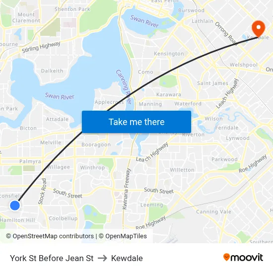 York St Before Jean St to Kewdale map