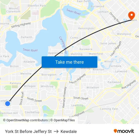 York St Before Jeffery St to Kewdale map