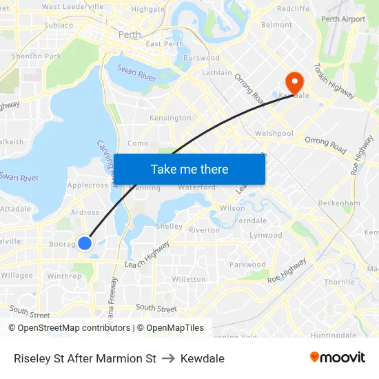 Riseley St After Marmion St to Kewdale map