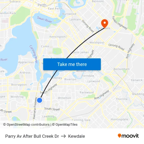 Parry Av After Bull Creek Dr to Kewdale map