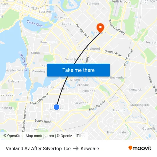 Vahland Av After Silvertop Tce to Kewdale map