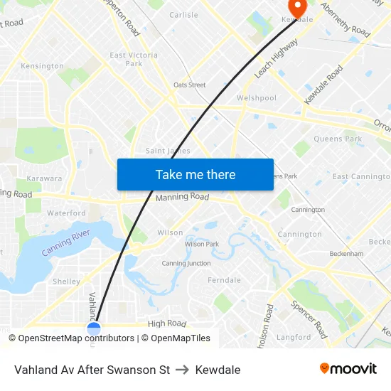 Vahland Av After Swanson St to Kewdale map