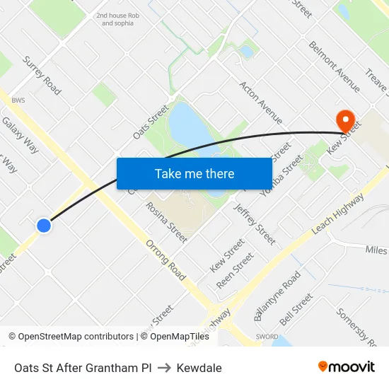 Oats St After Grantham Pl to Kewdale map