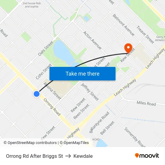Orrong Rd After Briggs St to Kewdale map