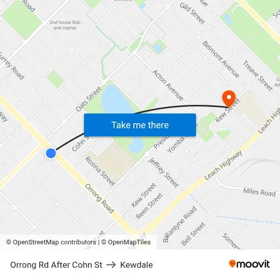 Orrong Rd After Cohn St to Kewdale map