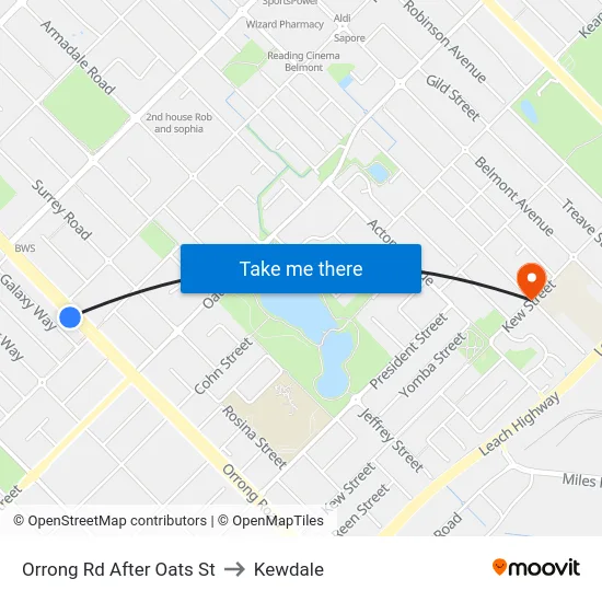 Orrong Rd After Oats St to Kewdale map
